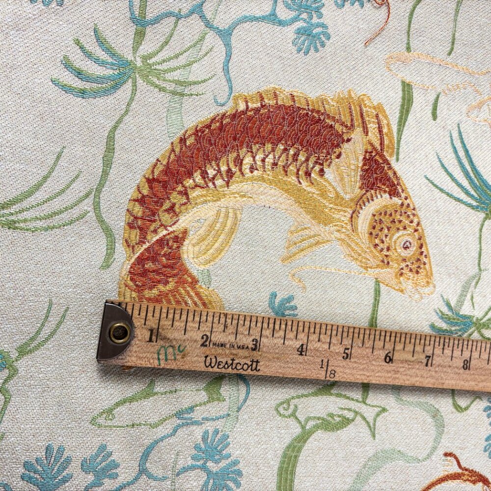Koi Japanese inspired Jacquard woven Upholstery Fabric Remnant 40" x 52" NWOT - Picture 13 of 15